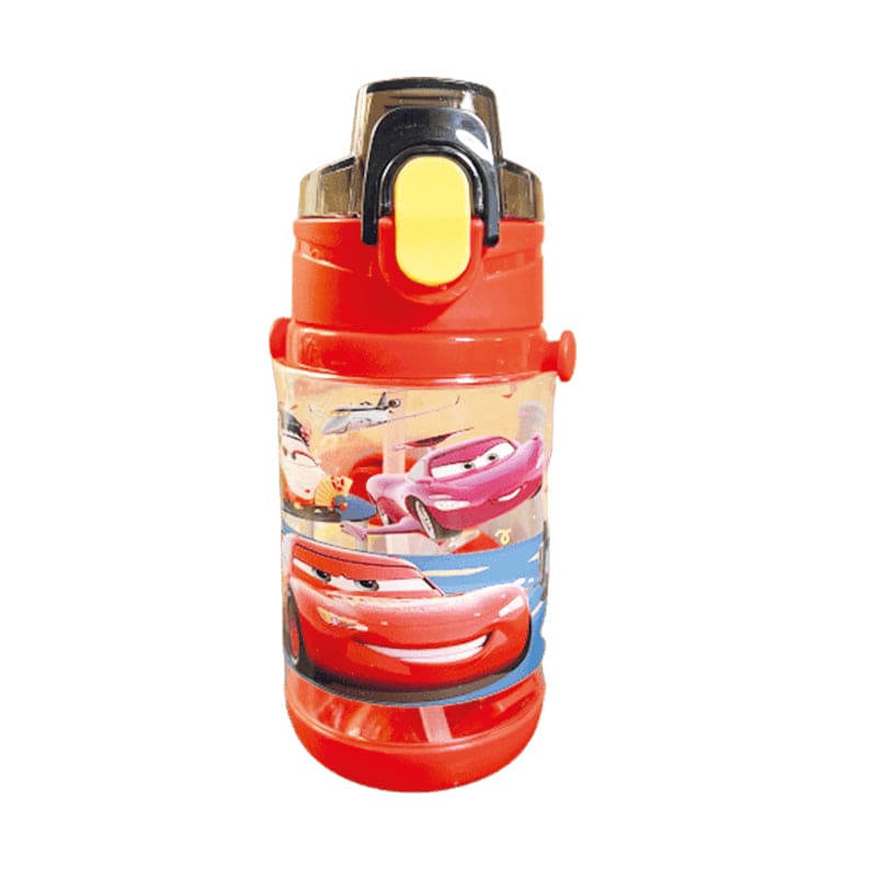 Disney / Pixar Cars Lightning McQueen Steel Water Bottle with Built-In  Straw 