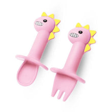 Load image into Gallery viewer, Children's cutlery Dinosaur - Silicone (2-p)