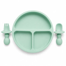 Load image into Gallery viewer, Children's plate 3 pieces with cutlery - Silicone
