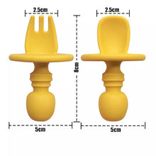 Load image into Gallery viewer, Children&#39;s cutlery Spoon &amp; Fork - Silicone

