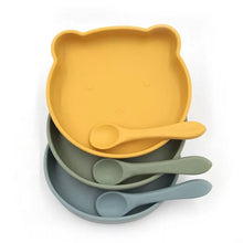 Load image into Gallery viewer, Children&#39;s plate Bear with Spoon - Silicone
